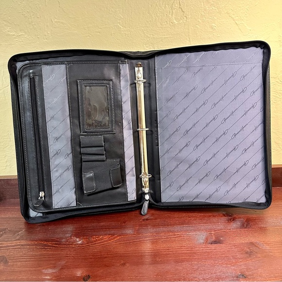 Gerard Henon Leather Zippered 3-Ring Binder with Handle Briefcase - Picture 4 of 8